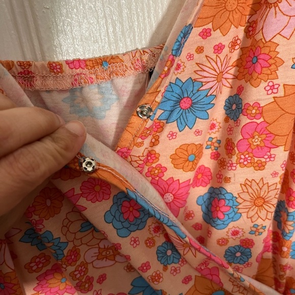 Unbranded Floral Coral Spring Snap Front Spaghetti strap Ruffle Dress | Large - Picture 3 of 11